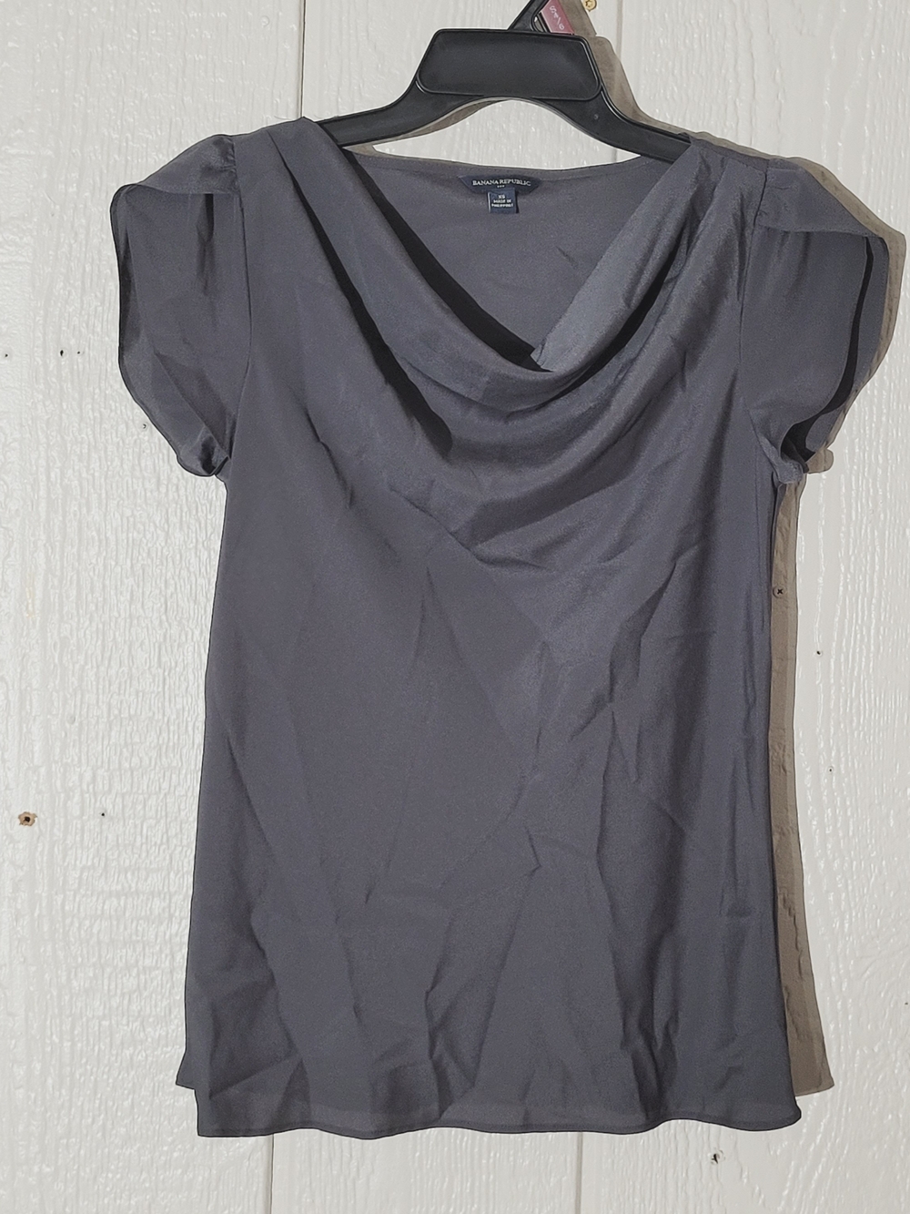 Banana Republic Dark Gray Cowl Neck Cap Sleeve Blouse